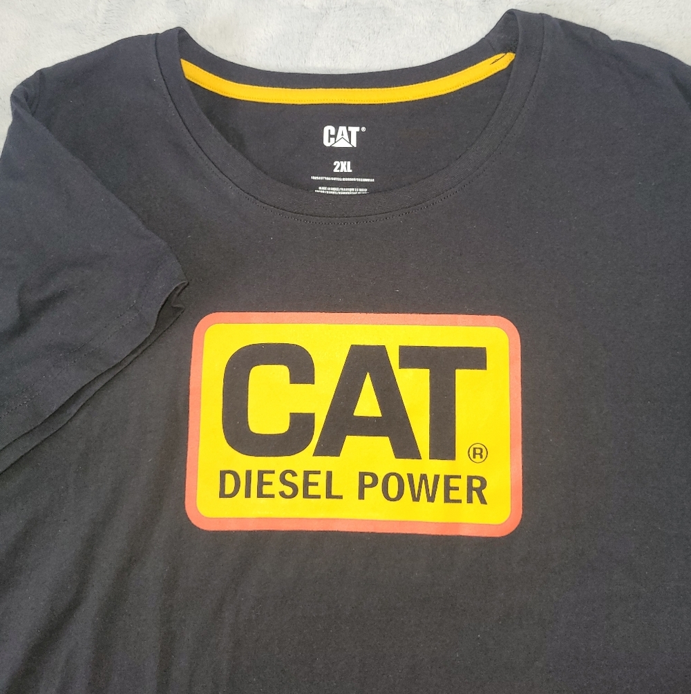 Caterpillar CAT Womens 2XL Diesel Power Short Sleeve Logo Black Tshirt